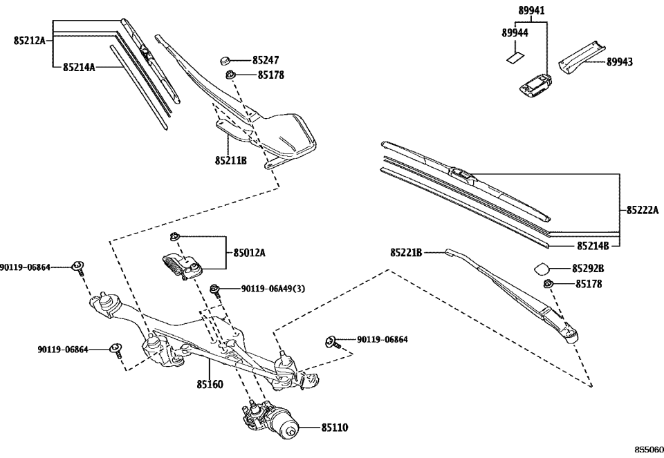 Toyota 85110-12C80 MOTOR ASSY, FR WIPER