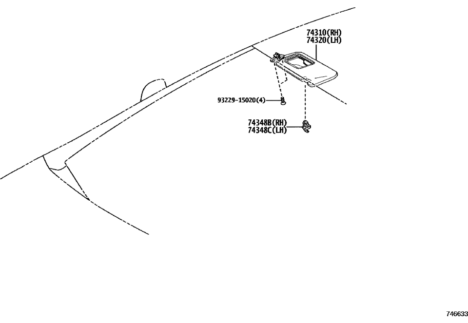 Toyota 74310-47680-B0 VISOR ASSY, RH
