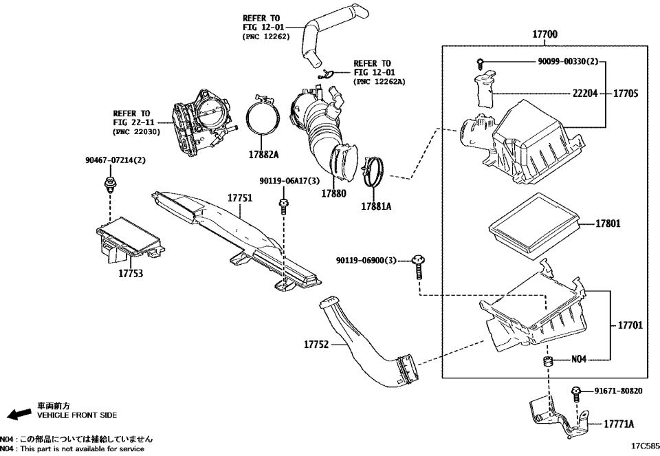 Toyota 17700-24640 CLEANER ASSY, AIR W