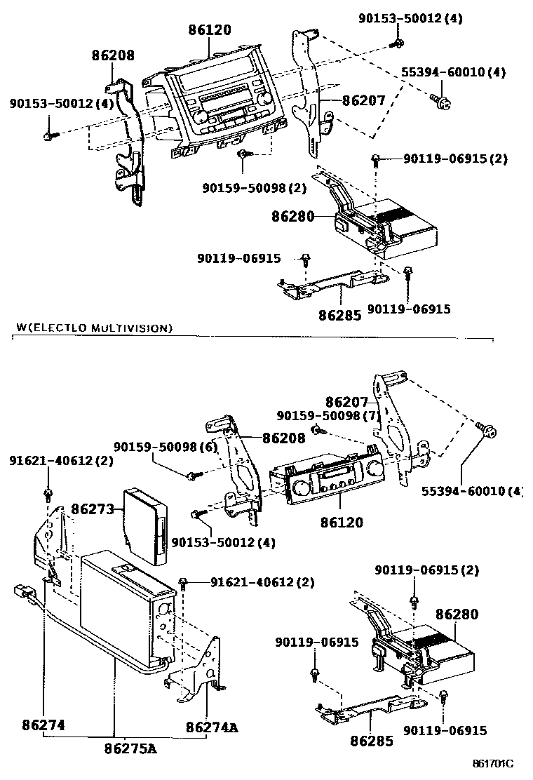 Toyota 55394-60010 Bolt, Instrument Pan
