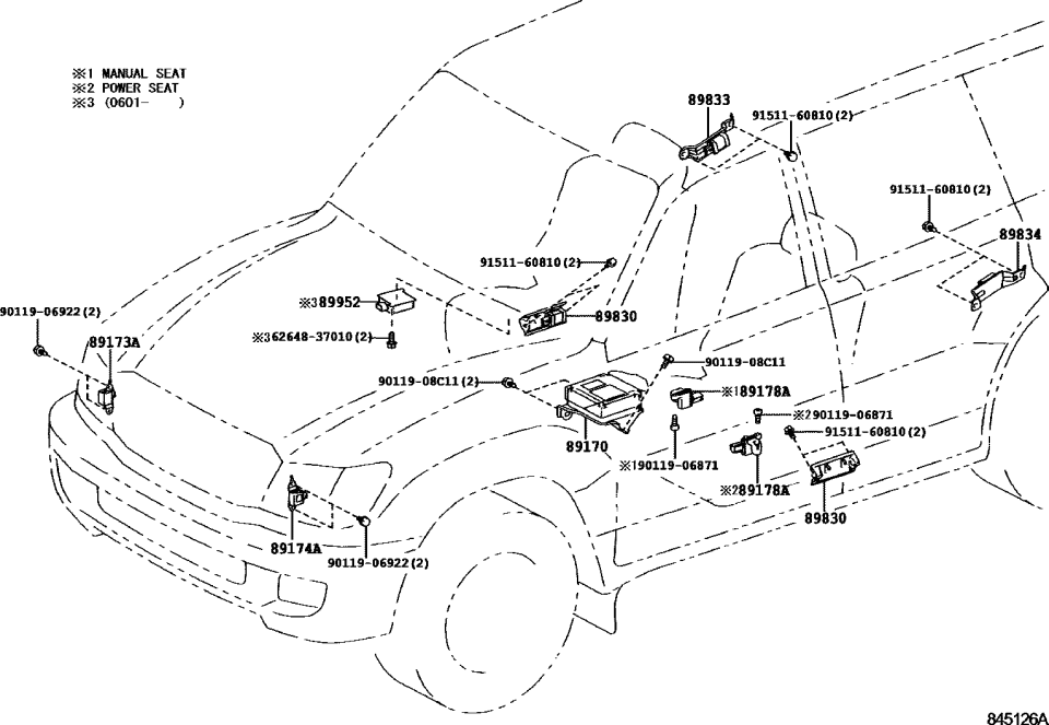 Toyota 62648-37010 Bolt, Quarter Trim C