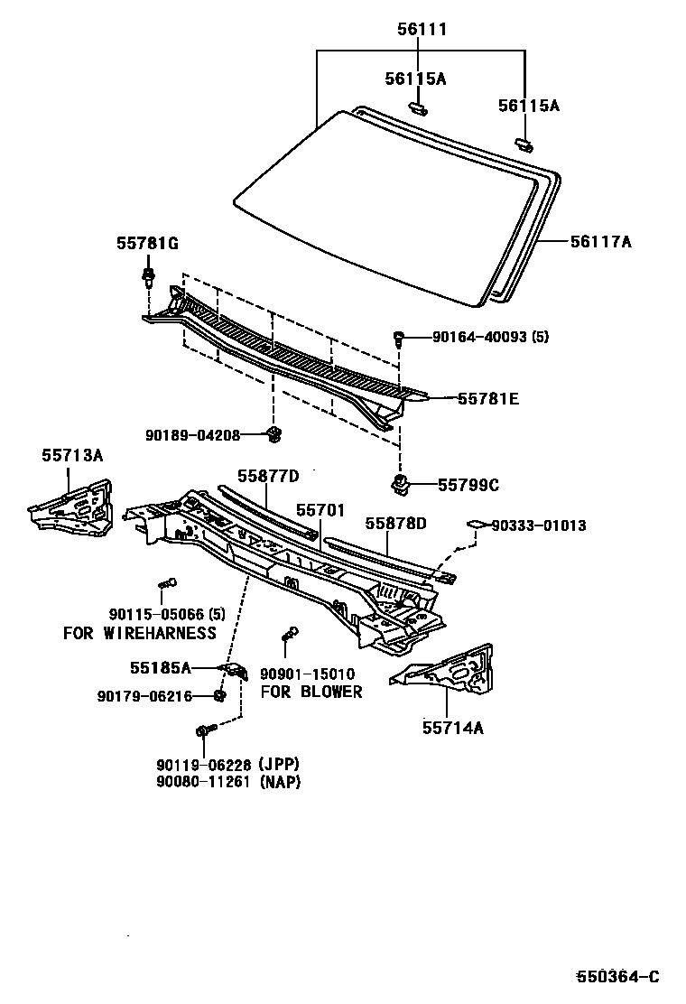 Toyota 90119-06228 Bolt, w/Washer