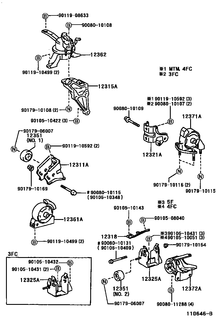 Toyota 90080-10107 Bolt, Washer Based H