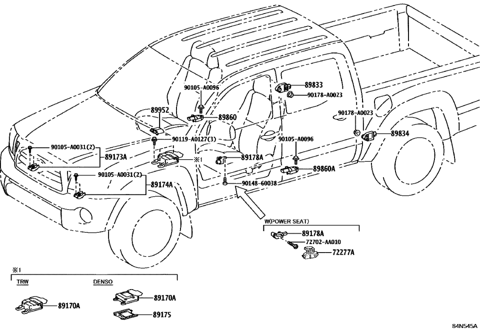 Toyota 89175-04030 BRACKET, AIR BAG SEN