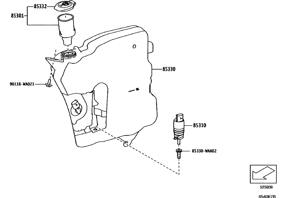 Toyota 85330-WAA02 MOTOR & PUMP ASSY, F