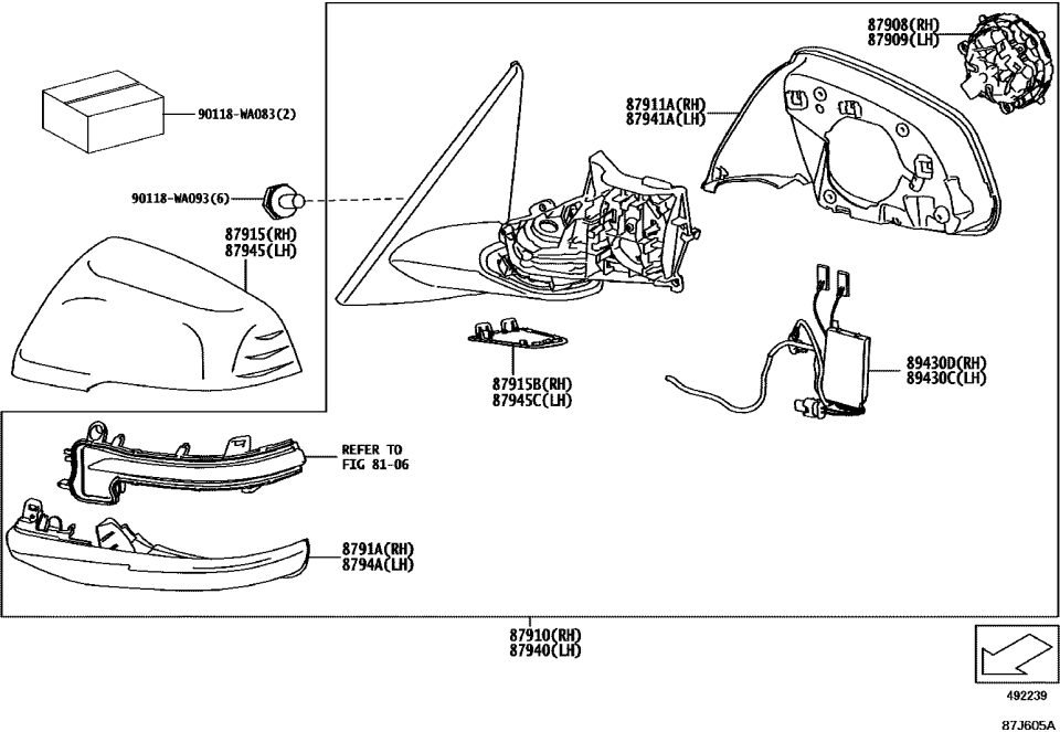 Toyota 87940-WAA01 Outside Rear Mirror Assembly