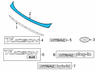 OEM Hyundai Tucson GARNISH ASSY-TAIL GATE Diagram - 87310-CW000