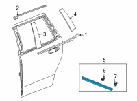 OEM 2022 Cadillac Escalade ESV Body Side Molding Diagram - 84704784