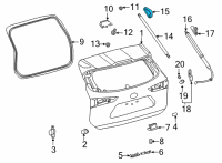 OEM 2020 Toyota Highlander Lift Cylinder Upper Bracket Diagram - 68945-0E050