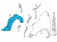 OEM 2022 Nissan Versa Protector-Front Fender, RH Diagram - 63840-5EE0A