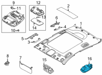 OEM 2021 Hyundai Sonata Rear Personal Lamp Assembly, Left Diagram - 92870-C1500-SRF