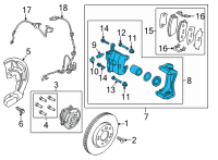 OEM Kia Seltos Front Brake Caliper, Left Diagram - 58180J9A00