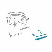 OEM 2010 Lexus HS250h Moulding Sub-Assy, Rear Door, Outside LH Diagram - 75076-75020-A0