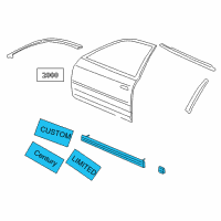 OEM 1999 Buick Century Molding Kit, Front Side Door Center Diagram - 12458836