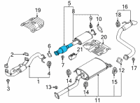 OEM Kia Center Muffler Complete Diagram - 28600A9220