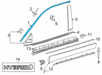 OEM 2022 Toyota Highlander Frame Molding Diagram - 75753-0E050