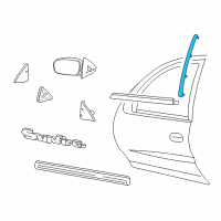 OEM 1995 Pontiac Sunfire Applique Asm-Front Side Door Window Frame Rear Diagram - 22670462