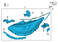 OEM 2022 Hyundai Sonata Headlamp Assembly, Left Diagram - 92101-L0100