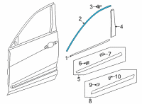 OEM 2022 Acura MDX Molding, Front Right Dr Sash Diagram - 72425-TYA-A11