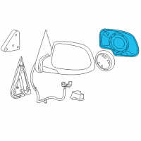 OEM 2006 GMC Sierra 1500 Mirror, Outside Rear View LH (Flat Reflector Glass & Backing Plate) Diagram - 19120543