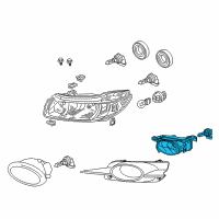 OEM Honda Civic Foglight Unit, Passenger Side Diagram - 33901-SVA-A51