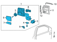 OEM 2022 GMC Sierra 3500 HD Mirror Assembly Diagram - 84944539