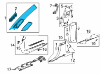 OEM 2022 Cadillac Escalade ESV Windshield Pillar Trim Diagram - 84883081