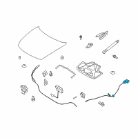 OEM Infiniti Q60 Hood Lock Control Cable Assembly Diagram - 65621-JK600