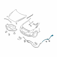 OEM Infiniti EX35 Hood Lock Control Cable Assembly Diagram - 65621-1BA0A