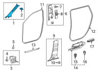 OEM 2020 Toyota Highlander Windshield Pillar Trim Diagram - 62210-0E120-B1