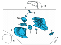 OEM 2021 GMC Yukon XL Mirror Assembly Diagram - 84977501