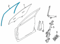 OEM Nissan Rogue Glass Run Rubber-Front Door, RH Diagram - 80330-6RA0A