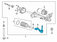 OEM Cadillac CT4 Outer Tie Rod Diagram - 22961957