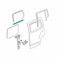 OEM 2008 Hummer H3 Sealing Strip, Rear Side Door Window Inner Diagram - 15098013