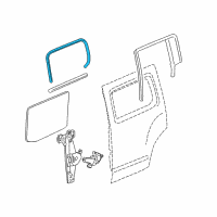 OEM 2010 Hummer H3 Weatherstrip, Rear Side Door Window Diagram - 15113182