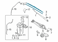 OEM 2017 Hyundai Ioniq Passeger Wiper Blade Assembly Diagram - 98360-G2000