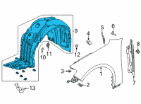 OEM 2021 Acura TLX Fender Assembly, Right Front Diagram - 74100-TGV-A00