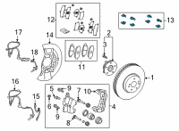 OEM 2021 Toyota Camry Brake Pads Hardware Kit Diagram - 04947-48080