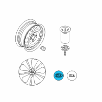 OEM Kia Rio Wheel Hub Cap Assembly Diagram - 529601F250