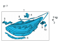 OEM 2022 Hyundai Sonata Left Driver Side Led Headlight (Black) Diagram - 92101-L0200