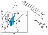 OEM Kia Seltos Windshield Reservoir Assembly Diagram - 98611Q5100