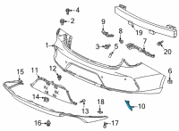 OEM 2022 Acura TLX Reflector, Right Rear Diagram - 33505-TGV-A01