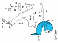 OEM 2021 Cadillac CT4 Fender Liner Diagram - 84649707