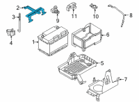OEM 2021 Nissan Rogue Bracket-Battery Mounting Diagram - 64866-6RA0B