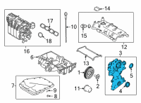 OEM Nissan Rogue Cover Assembly-Front, Timing Chain Diagram - 13500-6RA0A