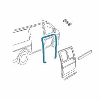 OEM 2000 Chevrolet Express 1500 Weatherstrip Asm-Rear Side Door T Diagram - 15097864