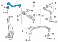 OEM Hyundai Genesis Front Arm Assembly-Front Upper, RH Diagram - 54401-B1000