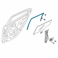 OEM Hyundai Veloster Run-Rear Door Window Glass, RH Diagram - 83540-J3000