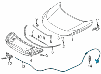 OEM Nissan Rogue Cable Assembly-Hood Lock Control Diagram - 65621-6RA0A