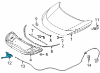 OEM 2021 Nissan Rogue Male Assy-Hood Lock Diagram - 65601-6RA2A